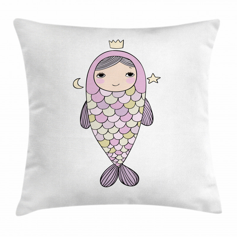 Girl in Fish Costume Pillow Cover