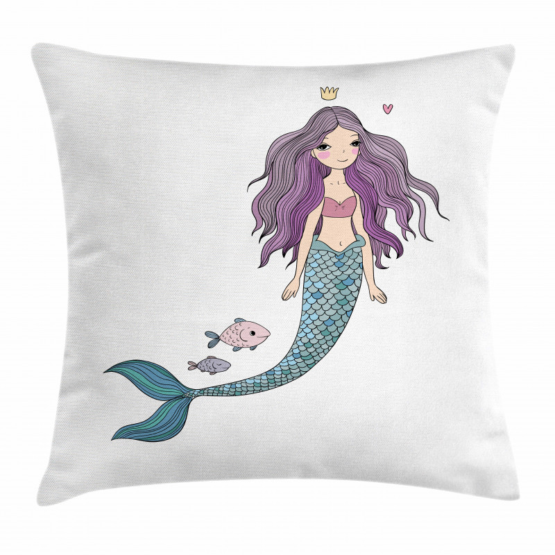 Cartoon Mermaid Princess Pillow Cover