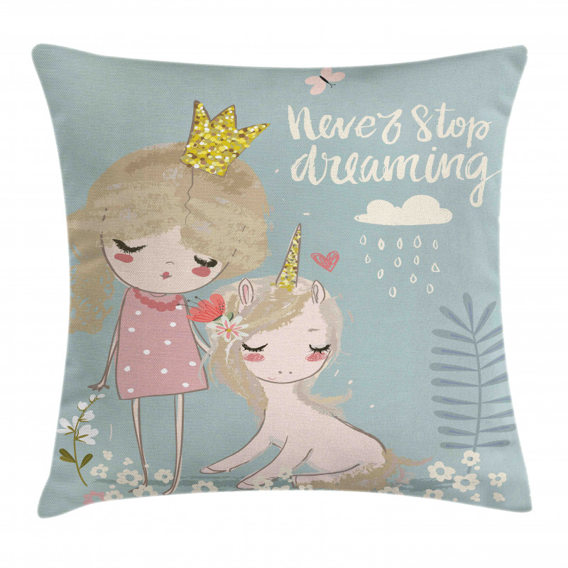 Princess Girl Unicorn Pillow Cover