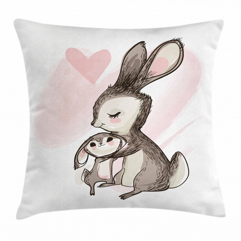 Bunny with His Mom Pillow Cover
