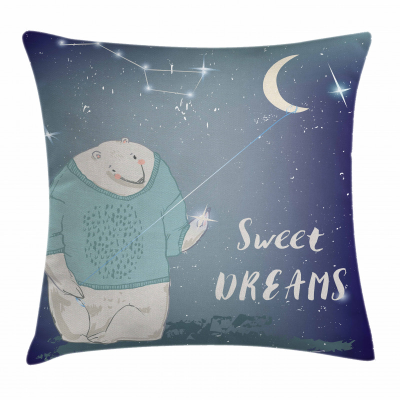Polar Bear Holding a Star Pillow Cover