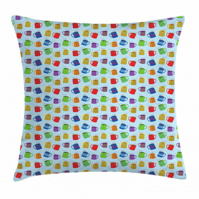 Colorful Mugs Hot Drink Pillow Cover