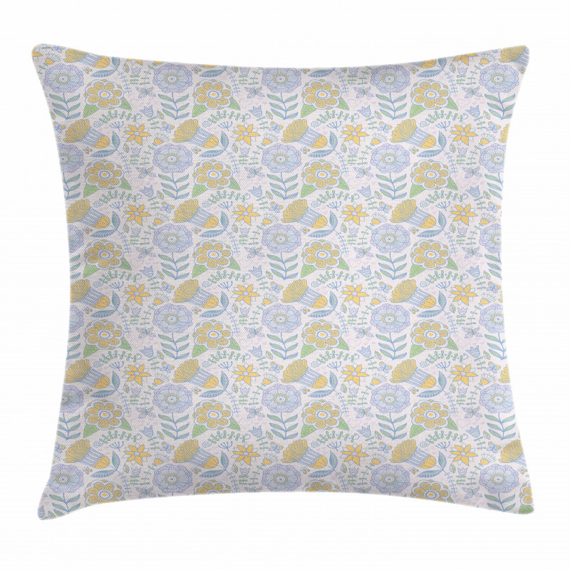 Doodle Nature Scroll Pillow Cover