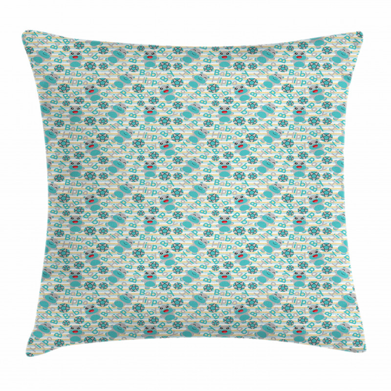 Cartoon Style Hippo Boy Pillow Cover