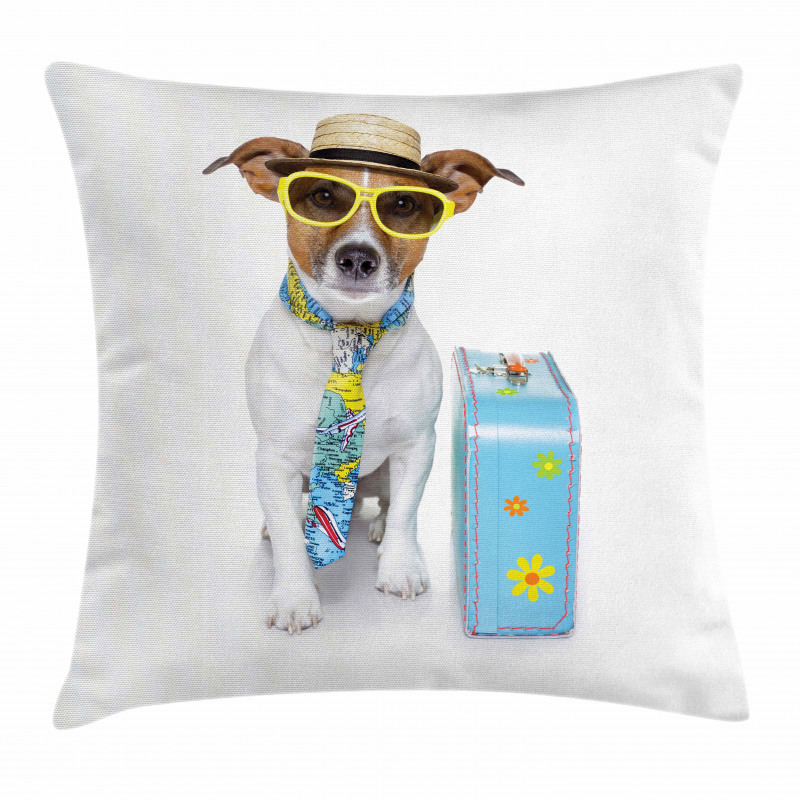 Traveler Funny Dog Design Pillow Cover