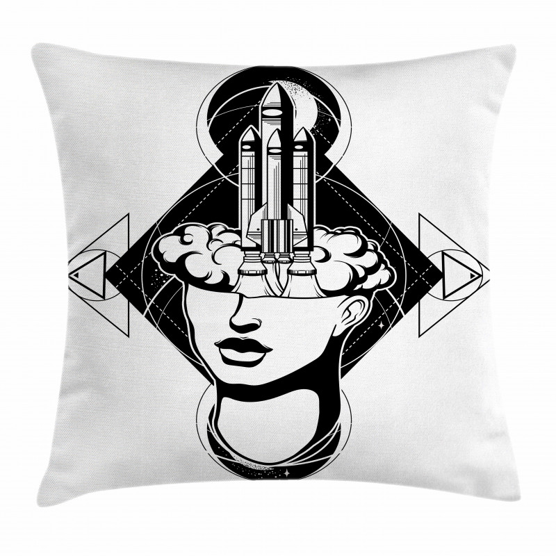 Woman Rocket Pillow Cover