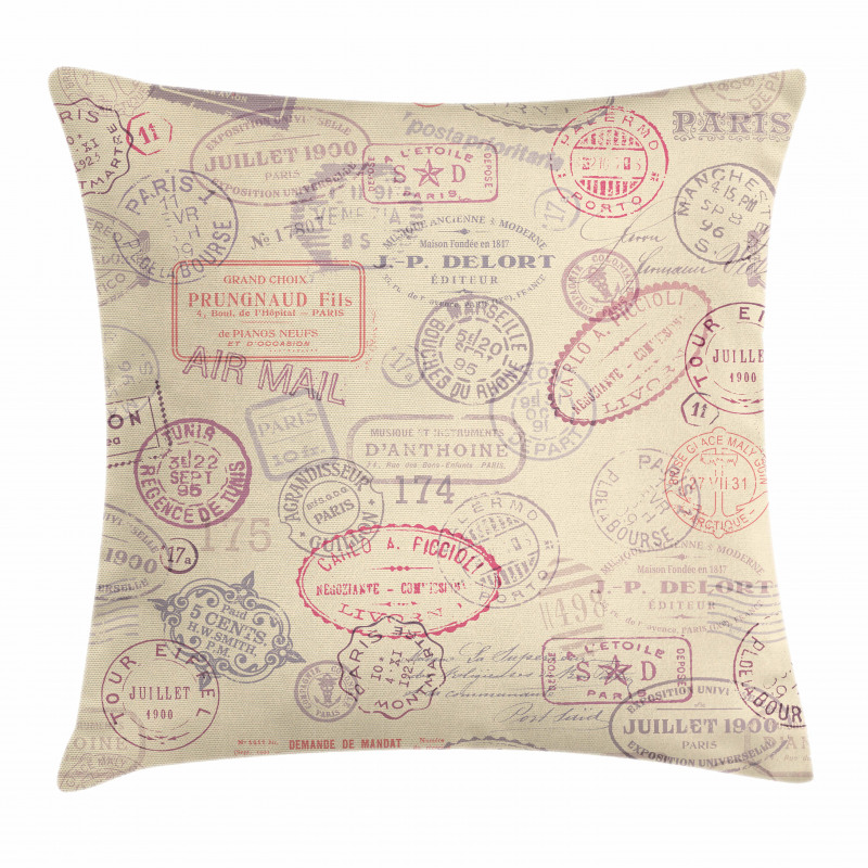 Retro Inspired Postage Pillow Cover