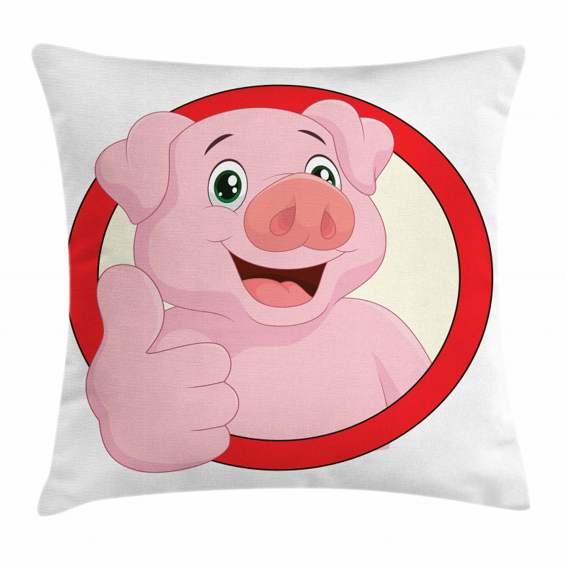 Pig Mascot Thumbs Pillow Cover