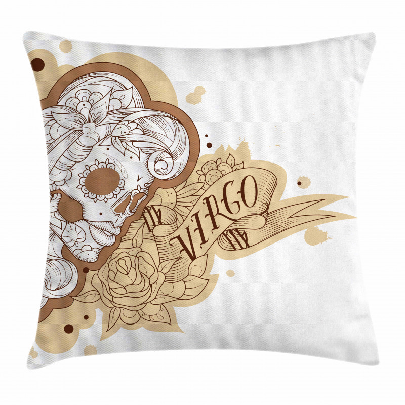 Gothic Lady Skull Pillow Cover