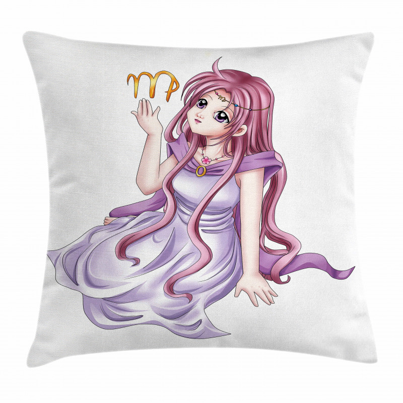 Manga Style Girl Pillow Cover