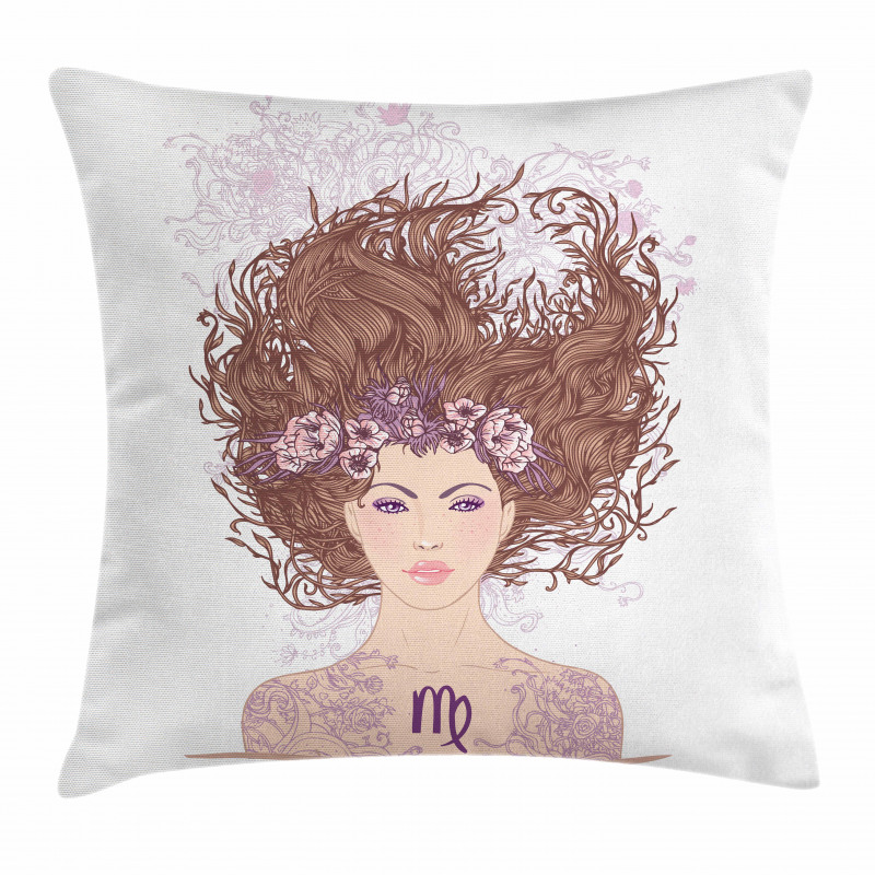 Floral Young Girl Pillow Cover