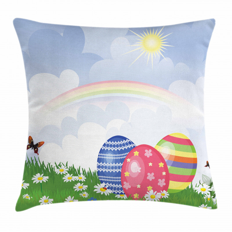 Spring Meadow with Eggs Pillow Cover