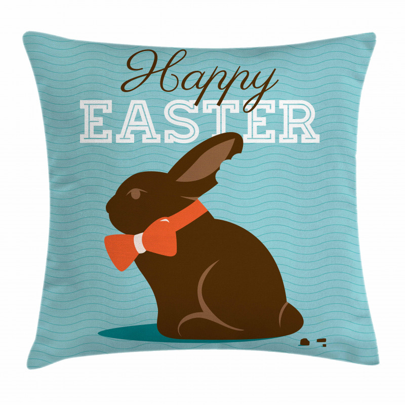 Chocolate Bunny with Bow Pillow Cover