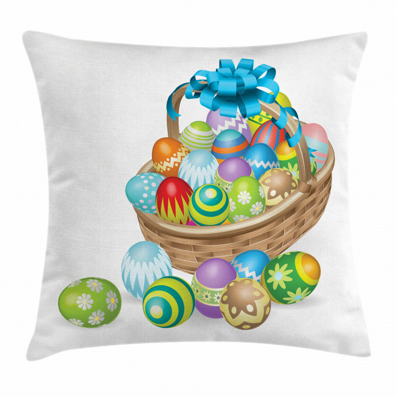 Basket of Colorful Eggs Pillow Cover