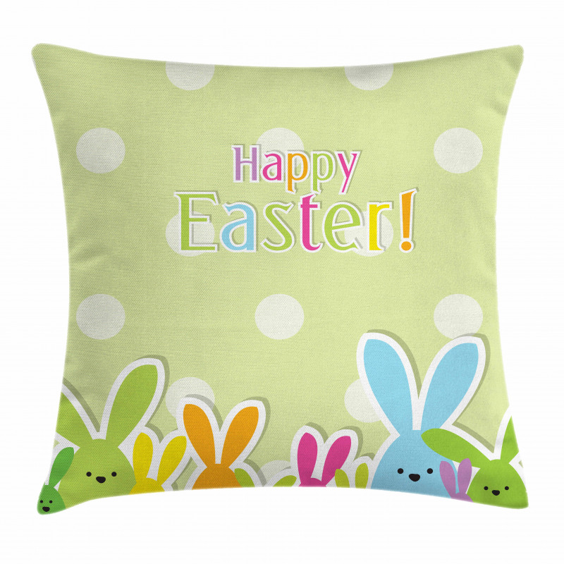 Colorful Cartoon Bunnies Pillow Cover