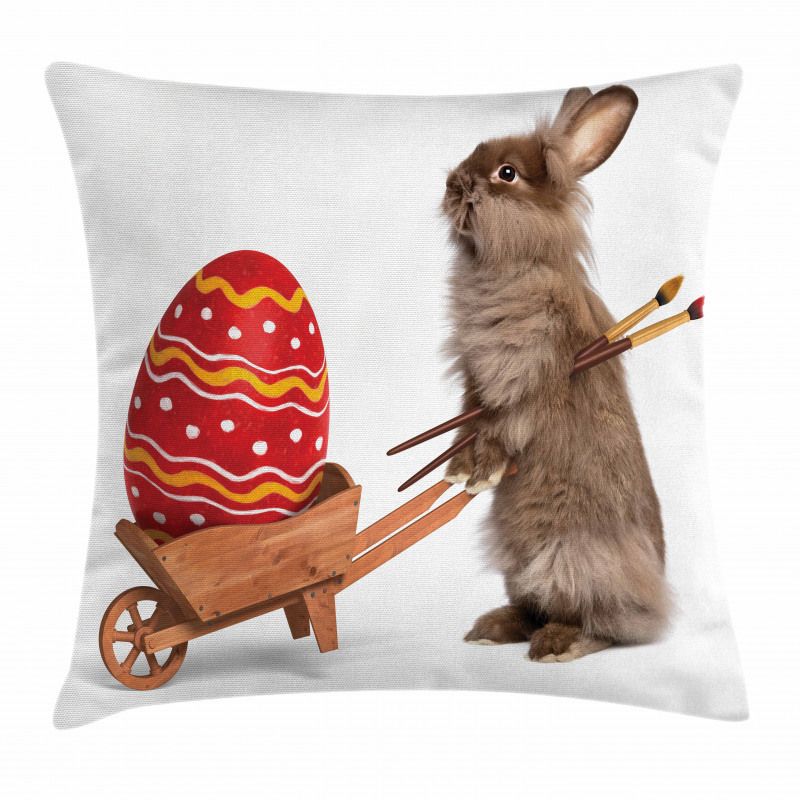 Easter Rabbit Brushes Pillow Cover