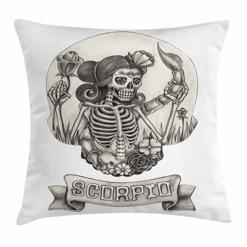 Skeleton Woman Pillow Cover