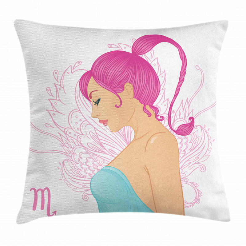 Woman Blue Dress Pillow Cover