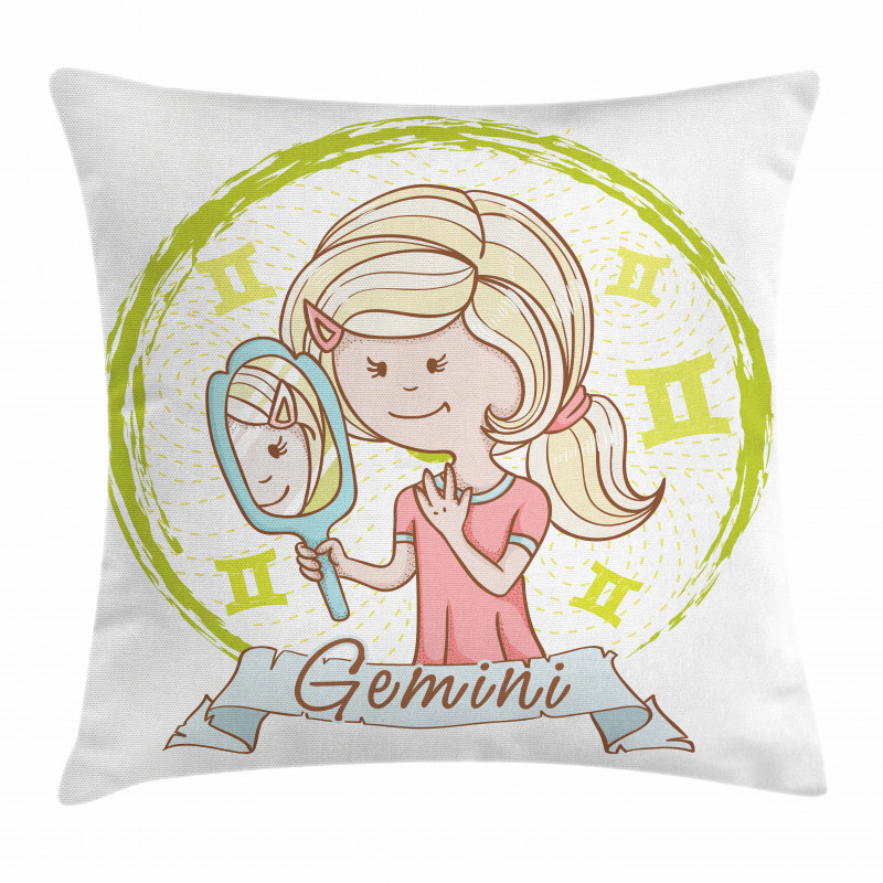 Girl with Mirror Pillow Cover