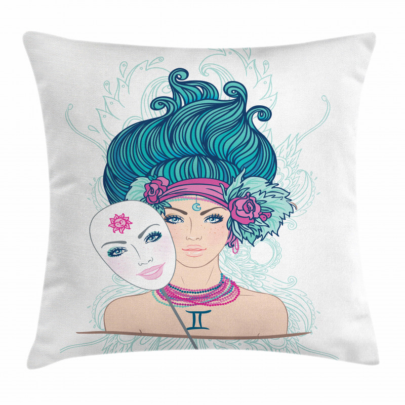 Young Lady Mask Pillow Cover