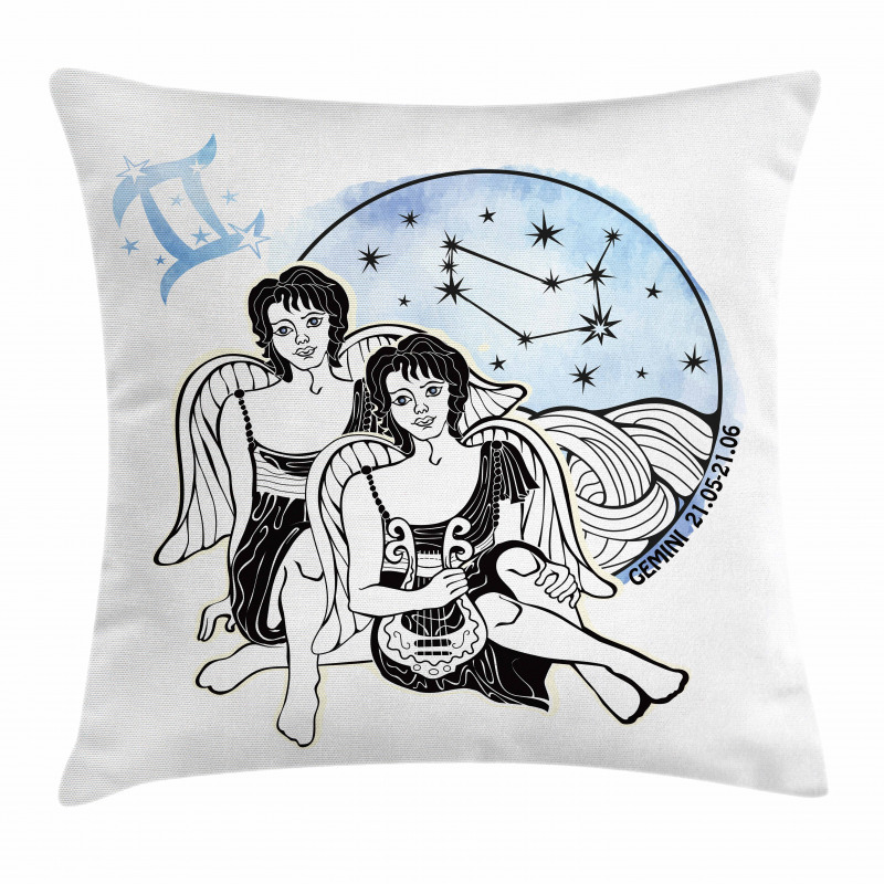 Angel Twins Harp Pillow Cover