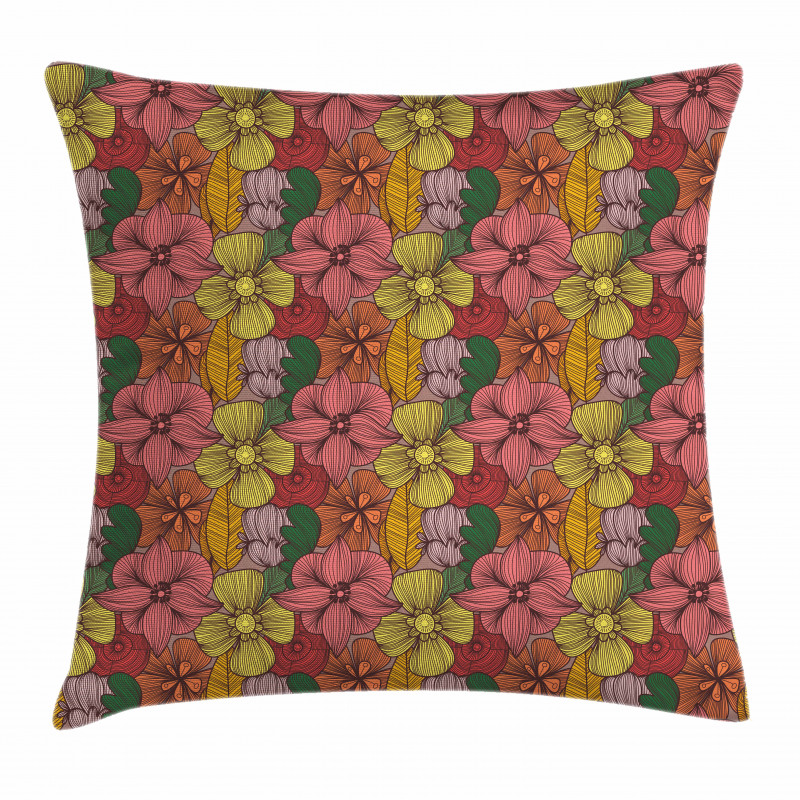 Retro Romantic Blooms Pillow Cover