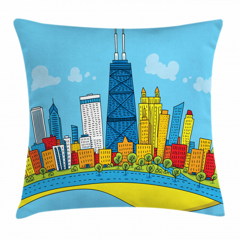 Cartoon City View Pillow Cover