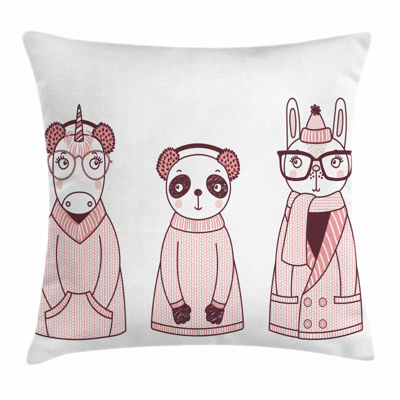 Cartoon Winter Animals Pillow Cover
