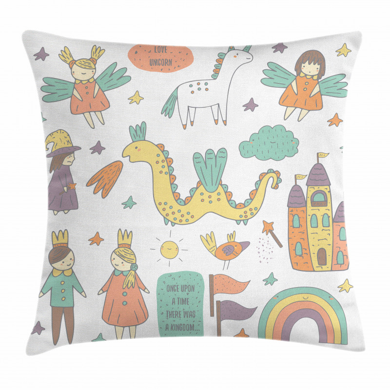 Doodle Dragon and King Pillow Cover