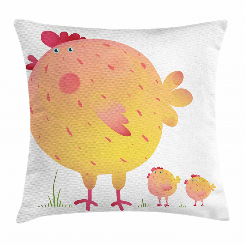 Mother Hen and Chicks Pillow Cover