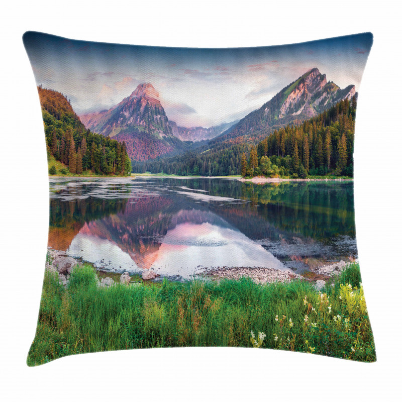 Swiss Lake Sunrise Pillow Cover