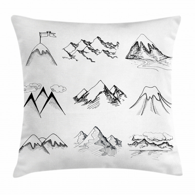 Snowy Peaks Doodle Pillow Cover