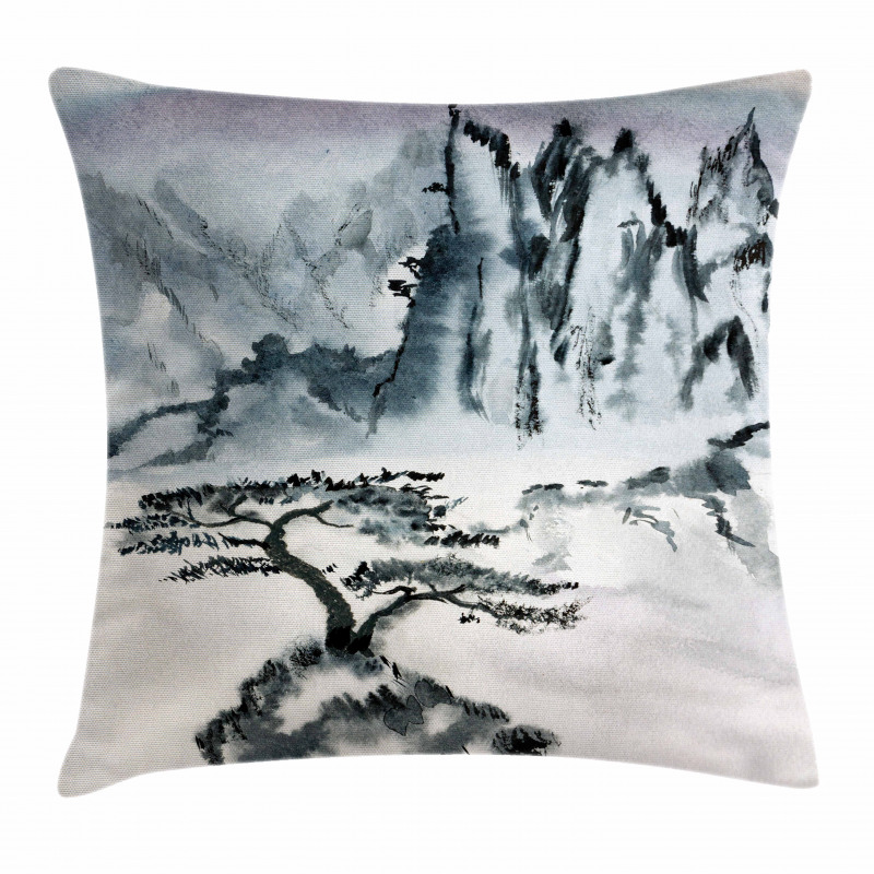 Chinese Mountain Tree Pillow Cover