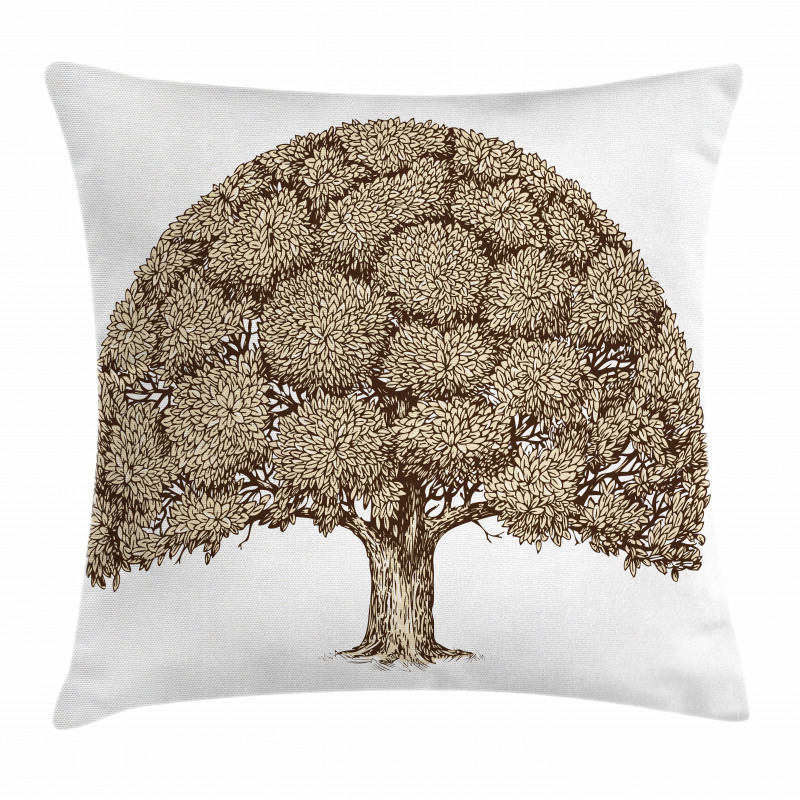Old Oak Foliage Leaves Pillow Cover