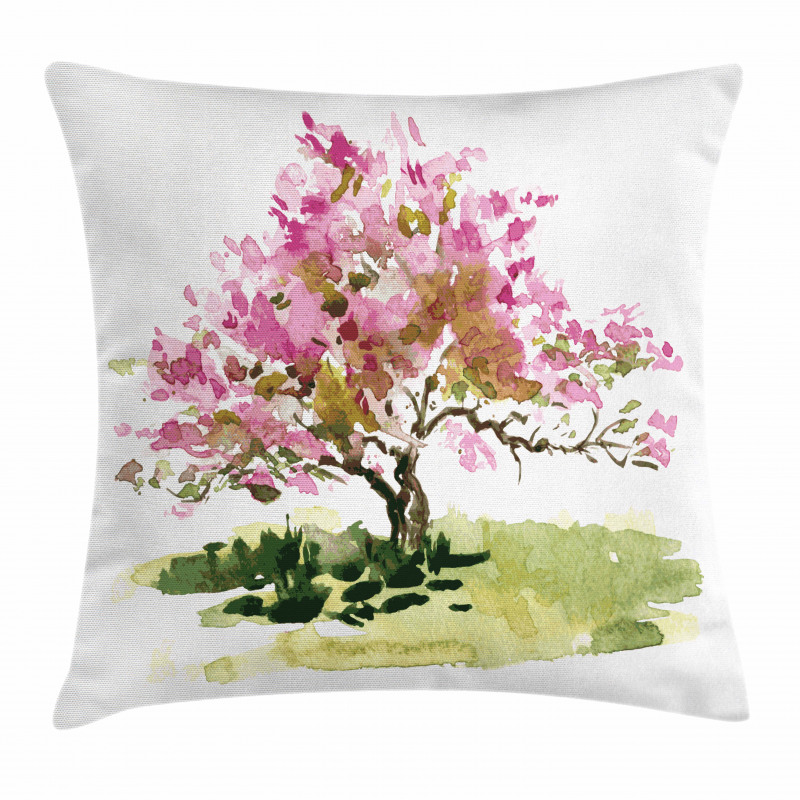 Watercolor Sakura Leaves Pillow Cover