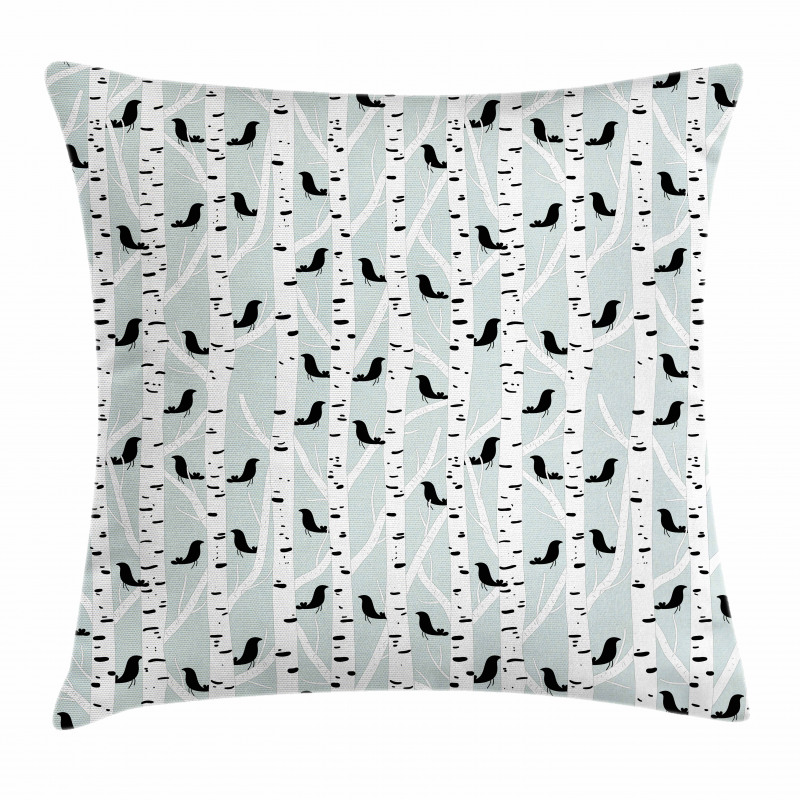 Bird Silhouettes Trees Pillow Cover