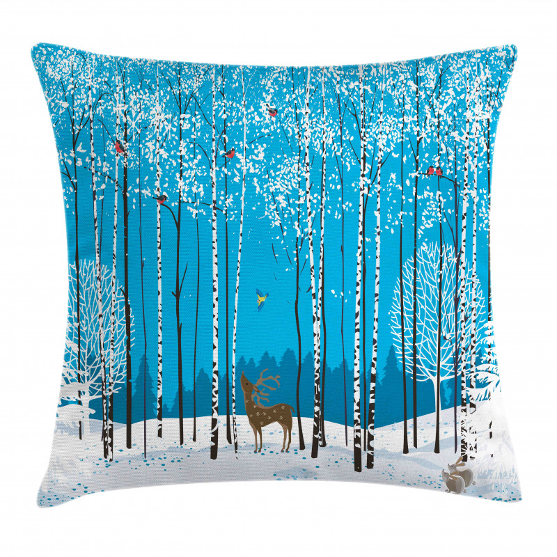 Flock of Bullfinches Pillow Cover