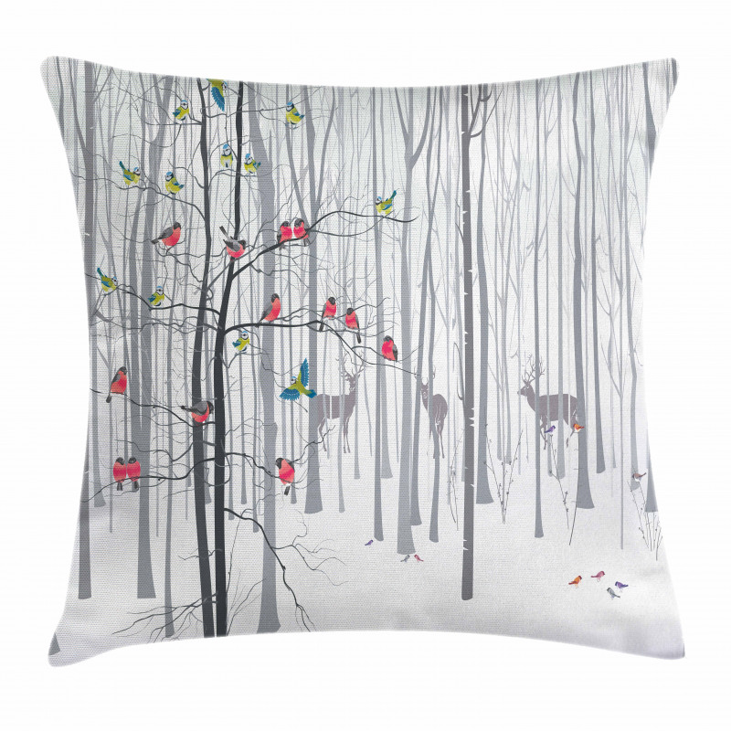 Flock of Birds on Tree Pillow Cover