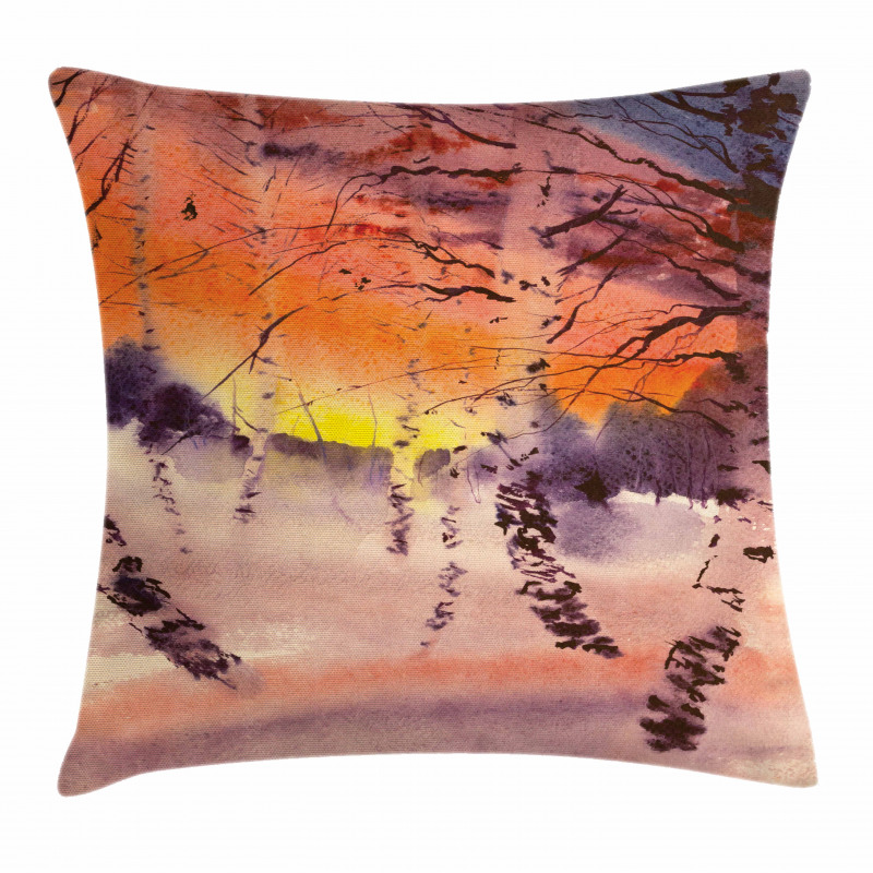 Sundown in Birch Jungle Pillow Cover