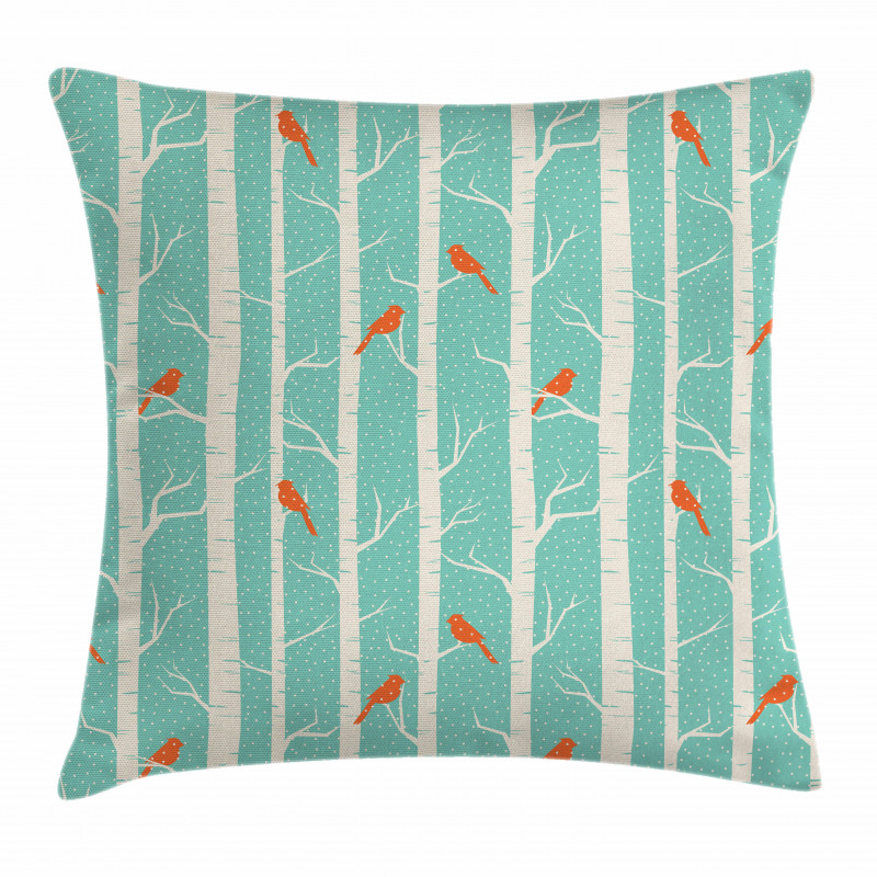 Dotted Tree and Birds Pillow Cover