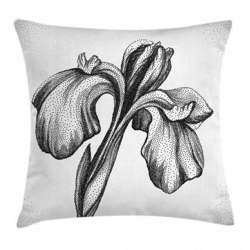 Dotwork Style Lily Bloom Pillow Cover