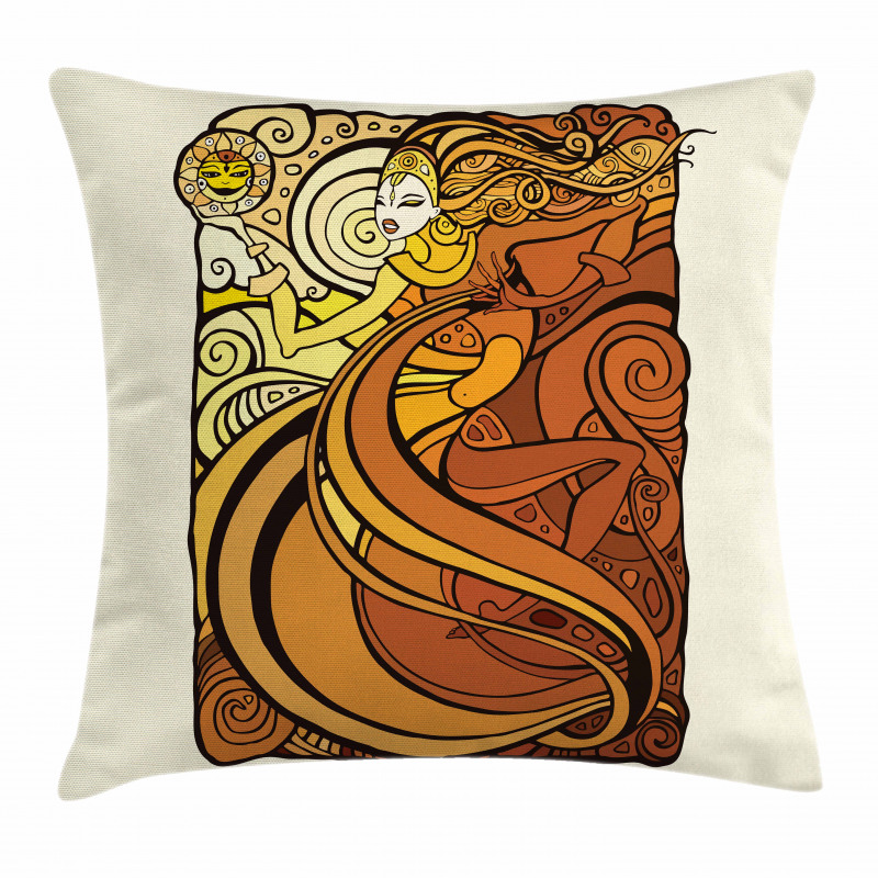 Woman with Sun Pillow Cover