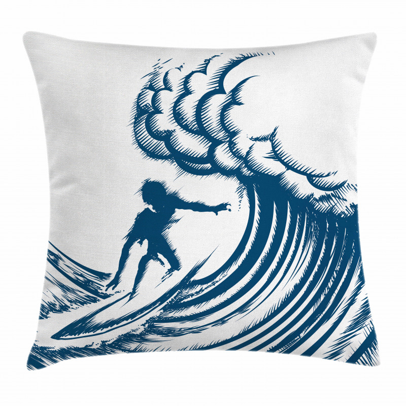 Riding a Big Wave Art Pillow Cover