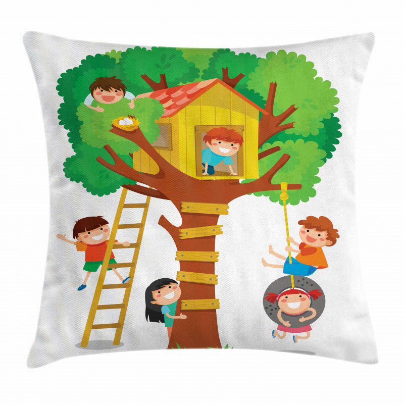 Boys Girl in a Tree House Pillow Cover