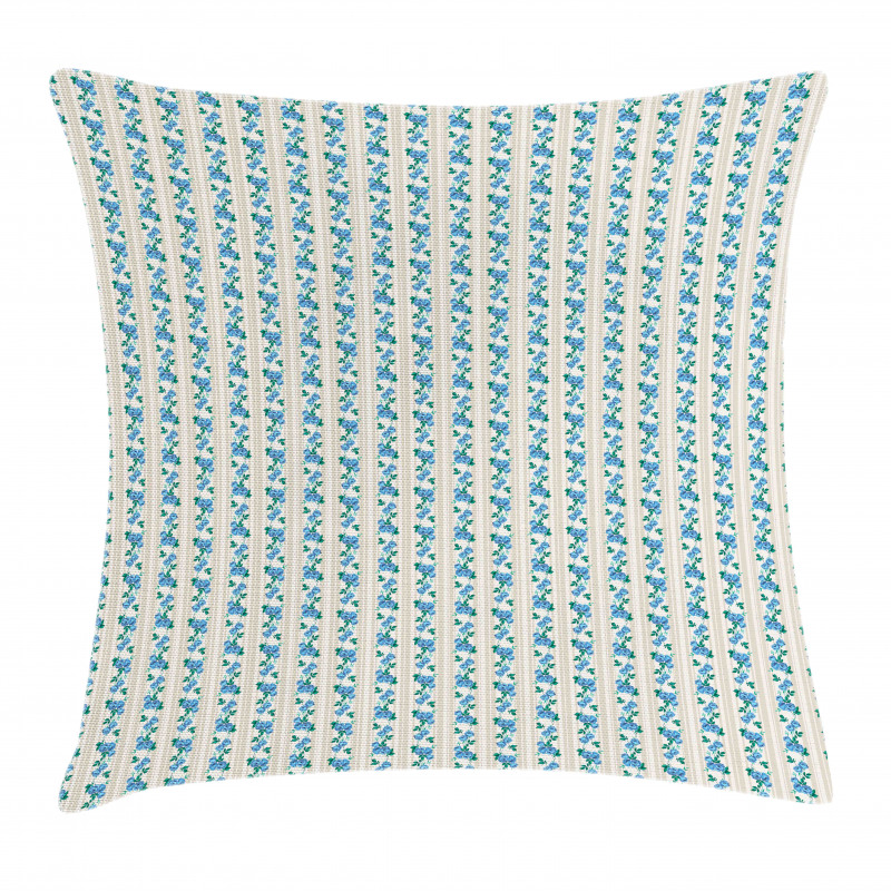 Retro Stripes Roses Pillow Cover