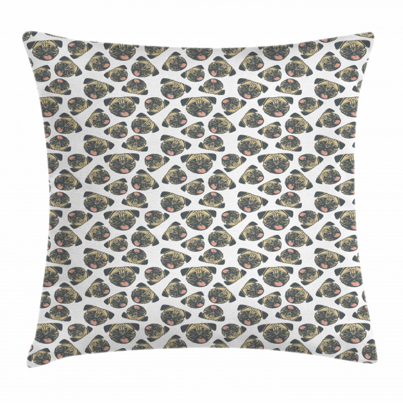 Cheerful Dogs Grunge Effect Pillow Cover