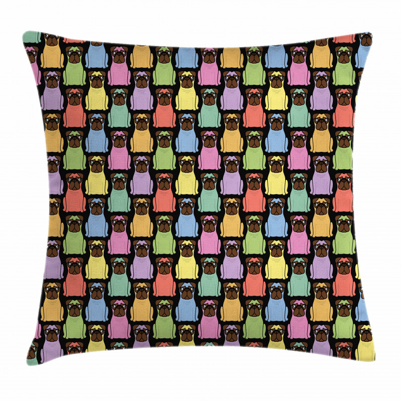 Colorful Cartoon Dogs Pillow Cover