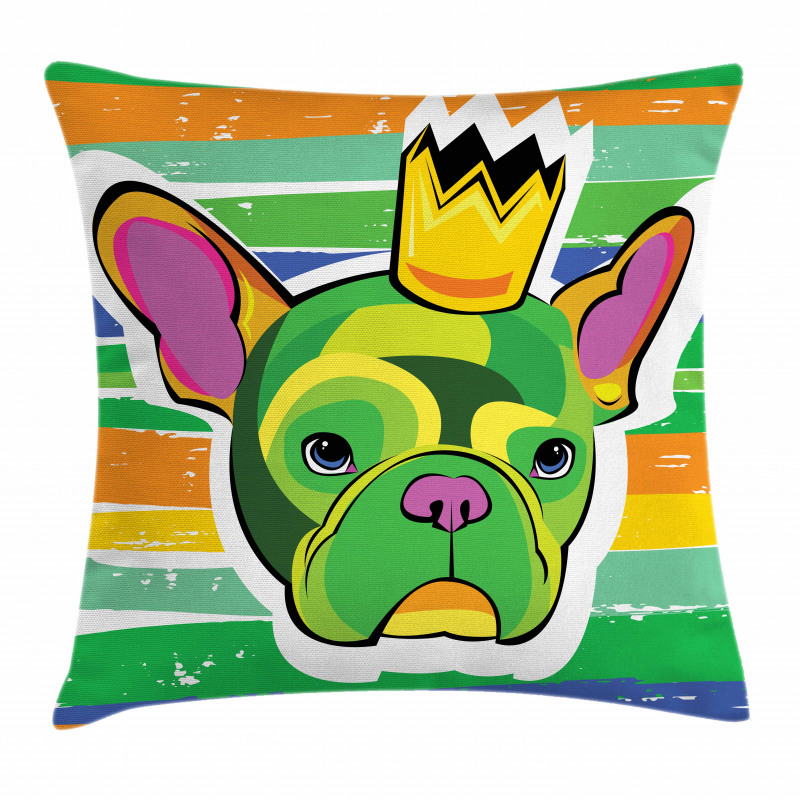 Crowned Dog Colorful Pillow Cover