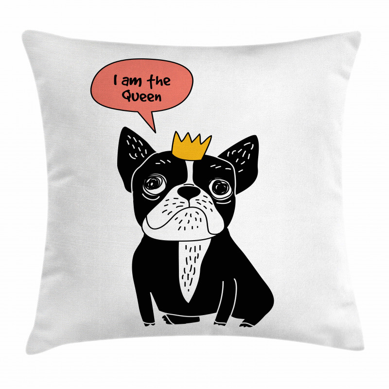 Queen Puppy with Crown Pillow Cover
