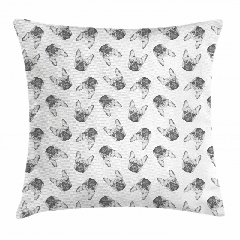 Monochrome Sketch Faces Pillow Cover